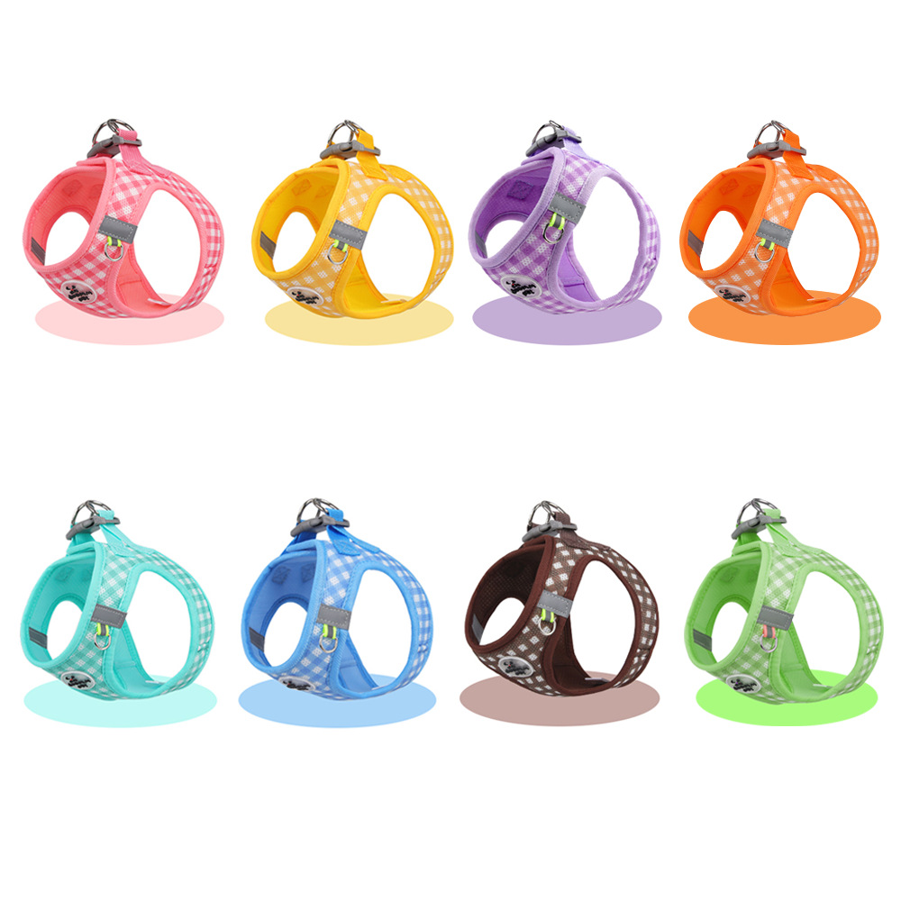 Arnés nuevo para gatos con un moderno diseño a cuadros, arnés antiescape para mascotas, arnés universal para gatos y perros.