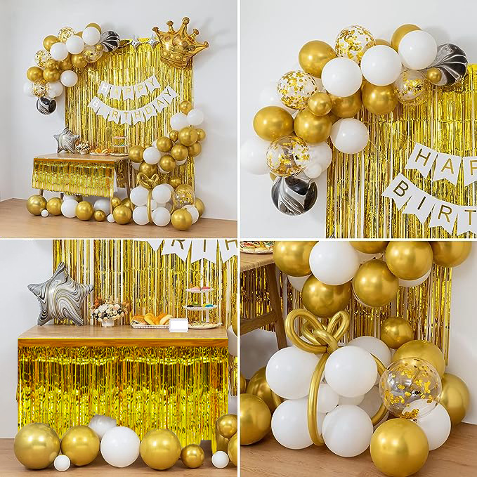 Decoración para fiestas, guirnalda dorada transfronteriza, juego de cortinas de globos, decoración para escenarios de cumpleaños