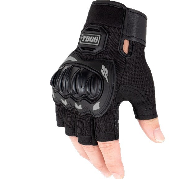 Guantes de motocicleta de verano para hombres con dedos y medio dedos guantes de motocicleta transpirables anti-caída guantes de bicicleta a prueba de viento