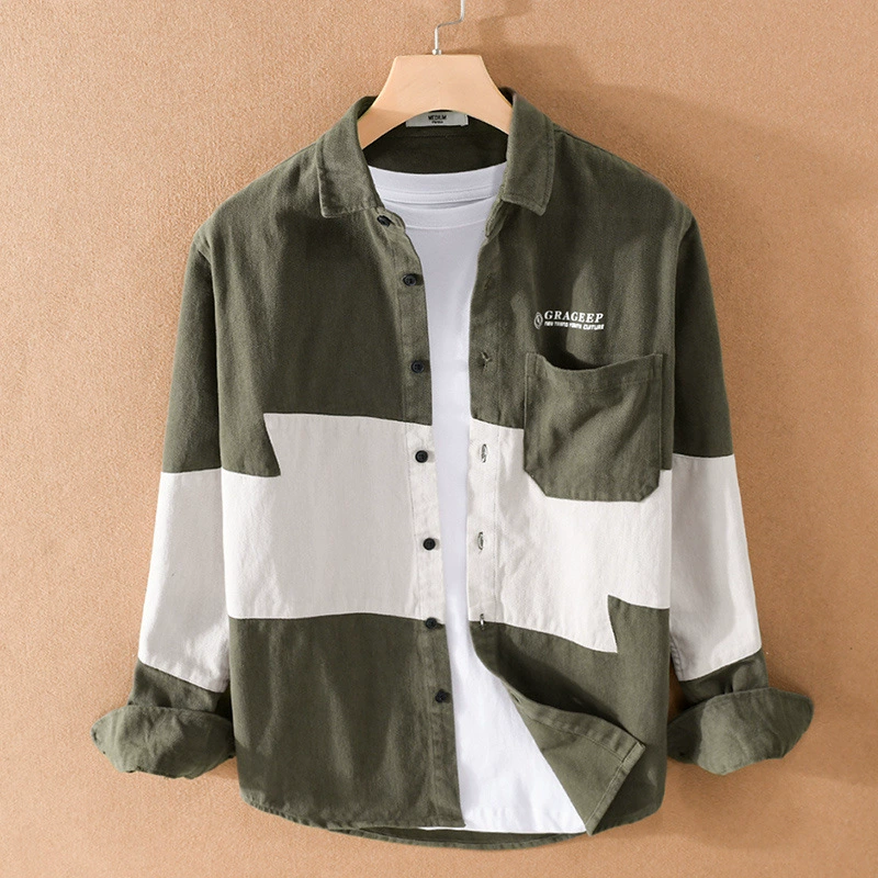 Осенняя рубашка с длинными рукавами для мужчин с длинными рукавами повседневная свободная мода дикая мода рубашка красивая молодежь