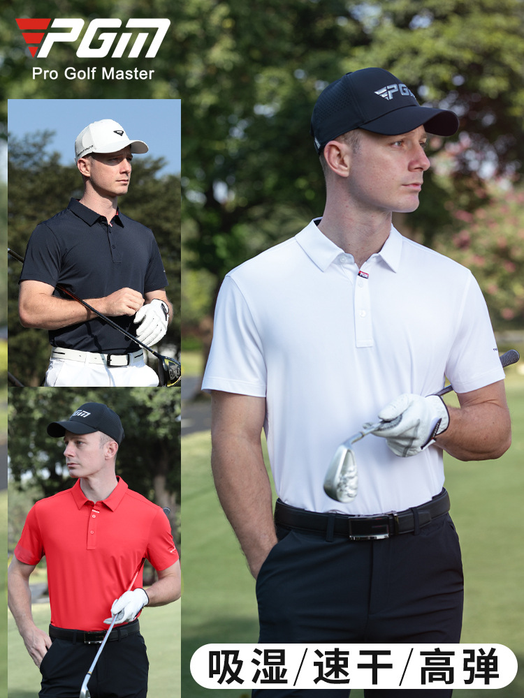 Áo polo nam golf PGM tay ngắn thấm hút nhanh khô — KUZ200-Quần trắng [Thắt lưng cao su/Găng tay dính Velcro], KUZ200-Quần tây màu xám nhạt [thắt lưng cao su/găng tay dính Velcro], KUZ200-Quần đen [thắt lưng cao su/găng tay dính], YF769-tay ngắn màu xanh hải quân