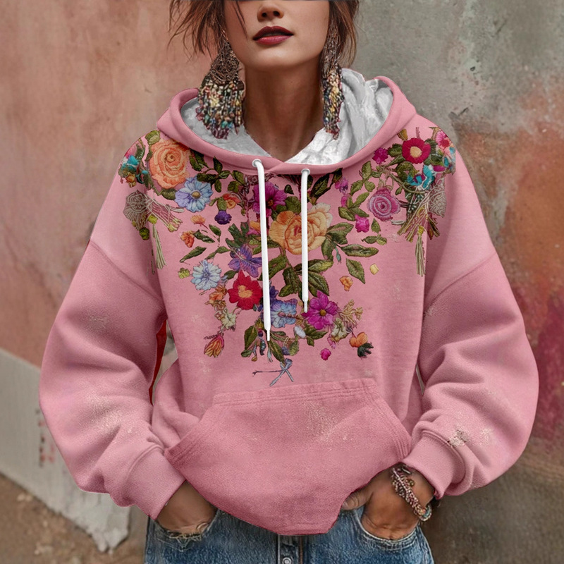 2025 New Amazon European and American Direct Sales Seasonal Hoodie Trendy British Art Print Loose Autumn and Winter Retro 2025 New Amazon European and American Direct Sales Seasonal Hoodie Trendy British Art Print Loose Autumn and Winter Retro