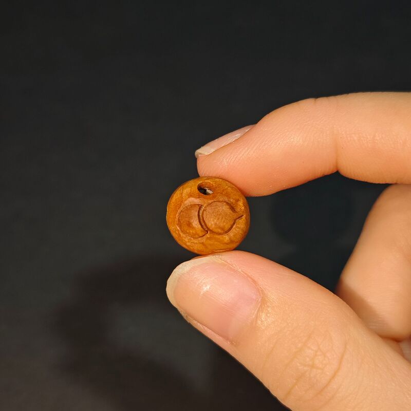 手工山桃核雕刻吊坠桃篮花筐锁桃木篮手链编红绳婴儿童宝宝饰品|undefined
