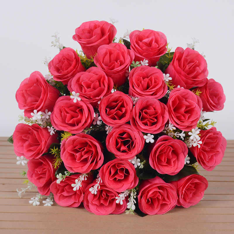 Ramos de rosas artificiales de seda (flores secas), para decoración de bodas (sendero), hogar, mesas o centros de mesa.