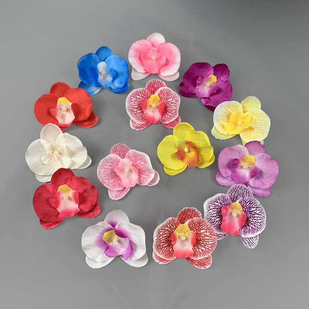 仿真蝴蝶兰花朵 头饰发夹装饰花礼盒套装假花甜品台装饰绢布插花