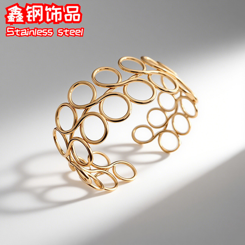 鑫钢创意编织手环 跨境热卖女式不锈钢手镯 钛钢开口手环厂家批发|undefined