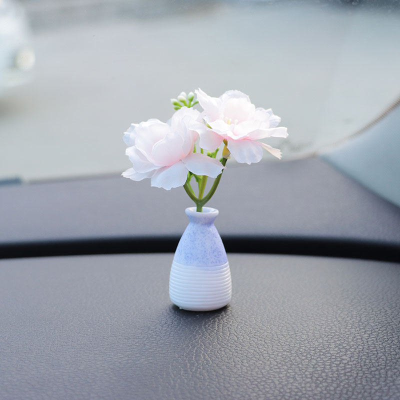 Red de Internet jarrón fresco flor casa de muñecas mini interior de coche consola central decoración de coche decoración de coche espejo cruzado simple