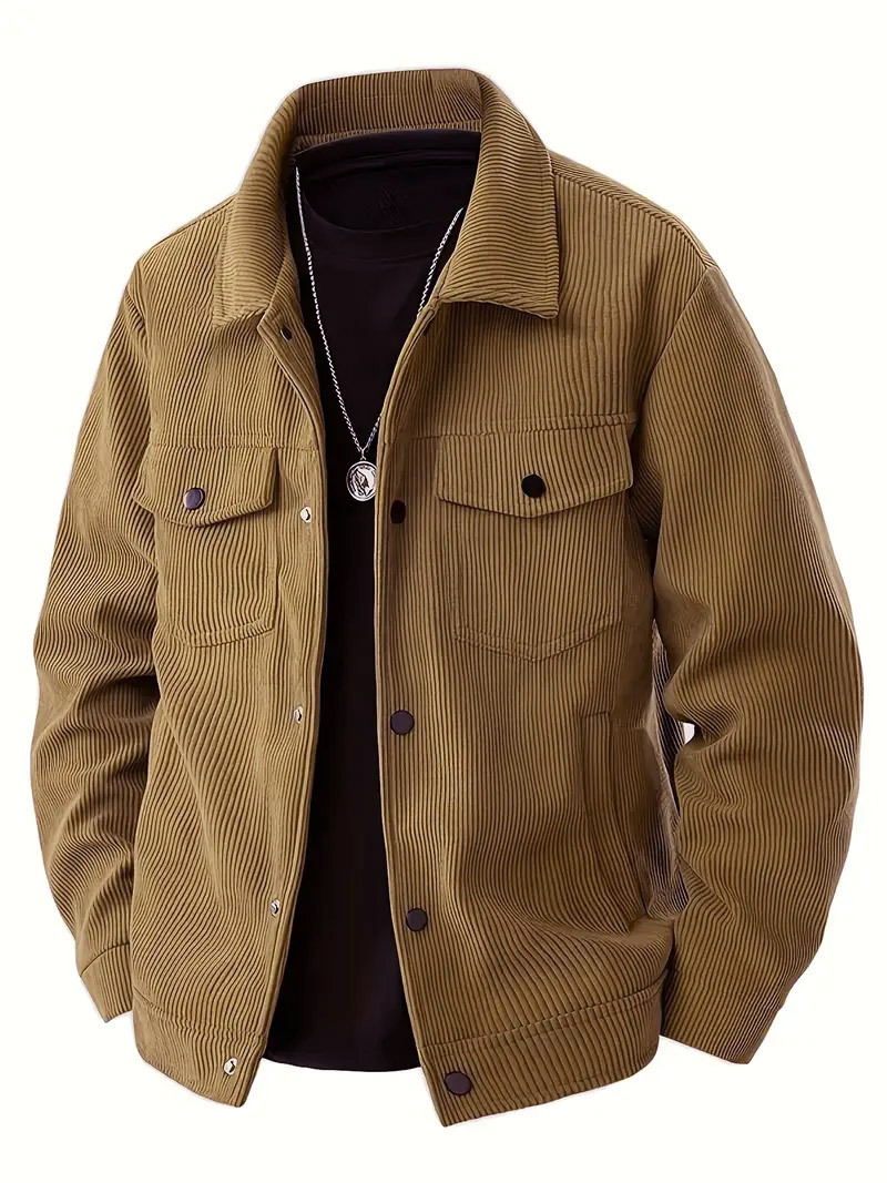 Europa y los Estados Unidos transfronterizos amazonas de seda de una sola fila botón cuello casual camisa de manga larga de moda deportiva casual bolsillo chaqueta hombre