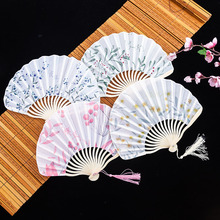 龍刀扇女式折扇日本和風絹布貝殼扇隨身便攜古風小折疊扇中國風扇