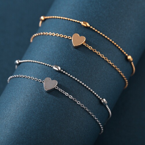 New European and American Cross-border Round Double Heart Bead Ankle Chain Creative Retro Simple Multi-layer Alloy Ankle Chain Wholesale