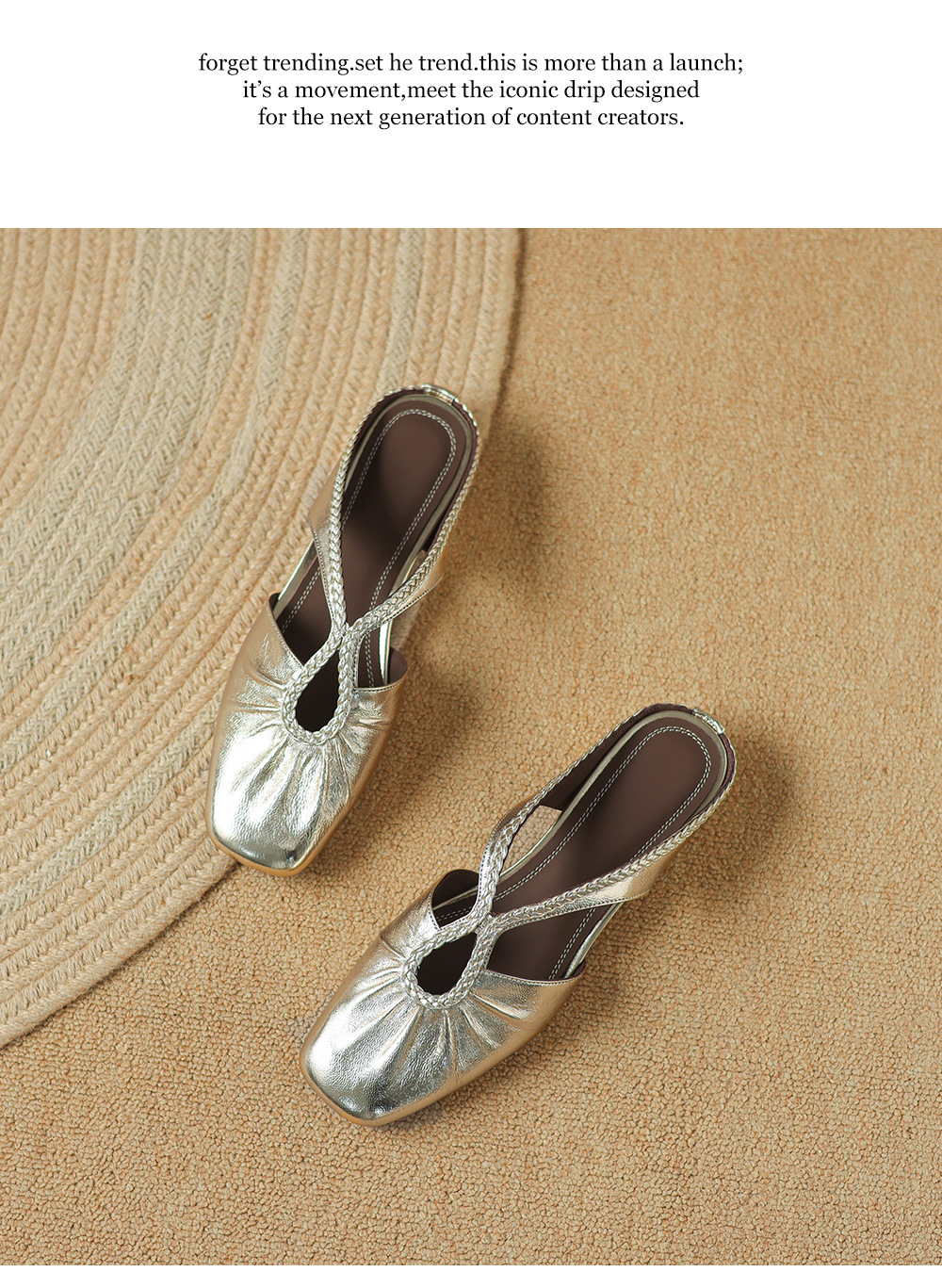 Dép sandal nữ quai chữ V đế bệt mũi tròn phong cách đơn giản — đen chi tiết 12