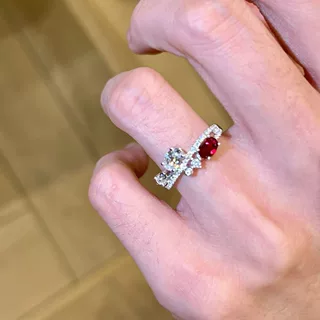 爆闪锆石椭圆形开口戒指女精致简约设计指环轻奢高级感百搭配饰品