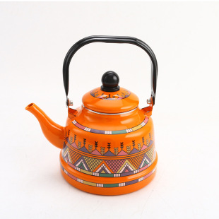 In stock enamel ancient clock pot enamel kettle cold kettle household tea set kitchen steel handle big red European and American kettle