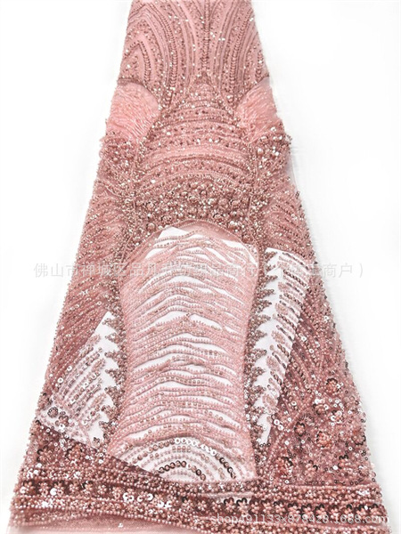 Fabricante pesado flange cuentas de tela de moda diseño europeo y americano vestido de cena vestido de tela