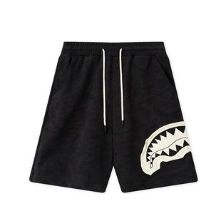 American Retro Patchwork Shark Mouth Sports Shorts Men's Summer Navy Tie-Dye Five-Point Pants Niche Design Pants