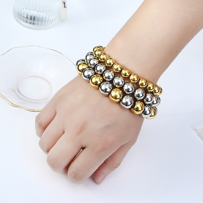 Modern Style Round Stainless Steel Bracelets In Bulk display picture 14