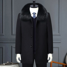 新款羊毛呢子大衣加厚可脱羽绒内胆冬季保暖外套中长款大衣男批发