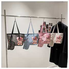 2026新款潮流肩带头层荔枝纹路托特包单肩腋下子母包包单肩斜挎包