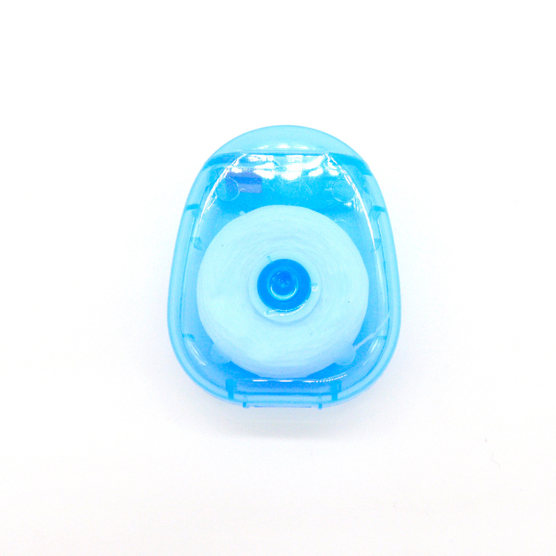 Menta sabor plana Hilo dental palillo Cuidado Oral limpieza fina hilo dental portátil en caja 50 m/rollo