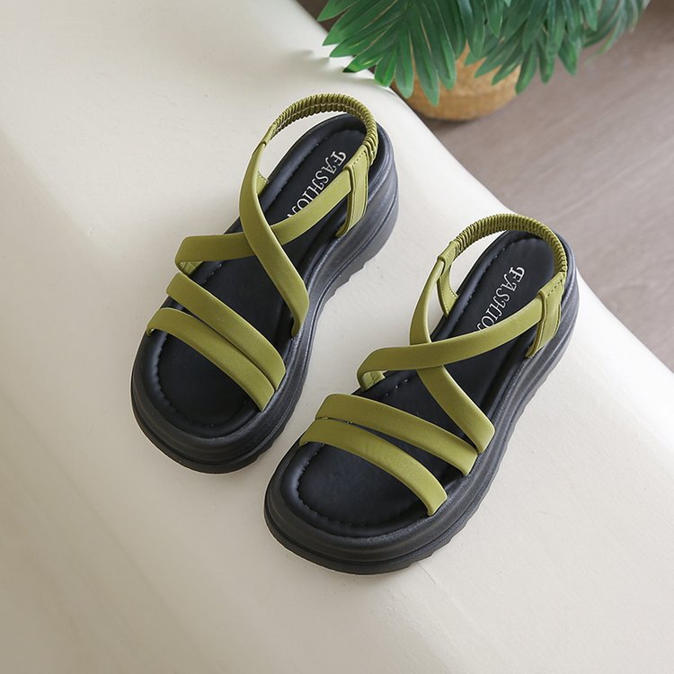 Sandalias romanas de suela gruesa francesa para mujeres verano 2026 nuevo super caliente de alta calidad de moda versátil zapatos de playa coreanos