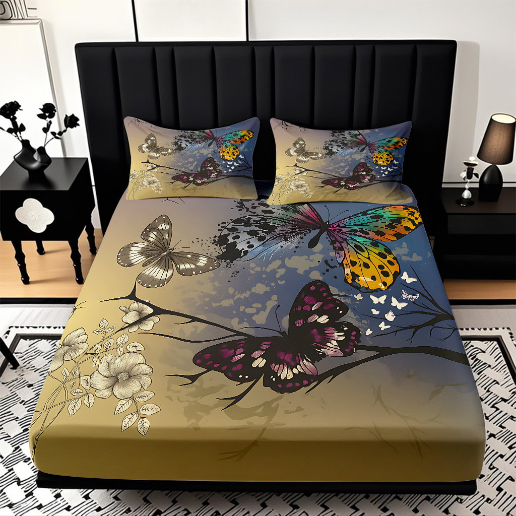 TEMU / JIT cama abrasiva Kits de almohada mariposa de color impresión digital 3D fuente de ropa de cama fabricantes