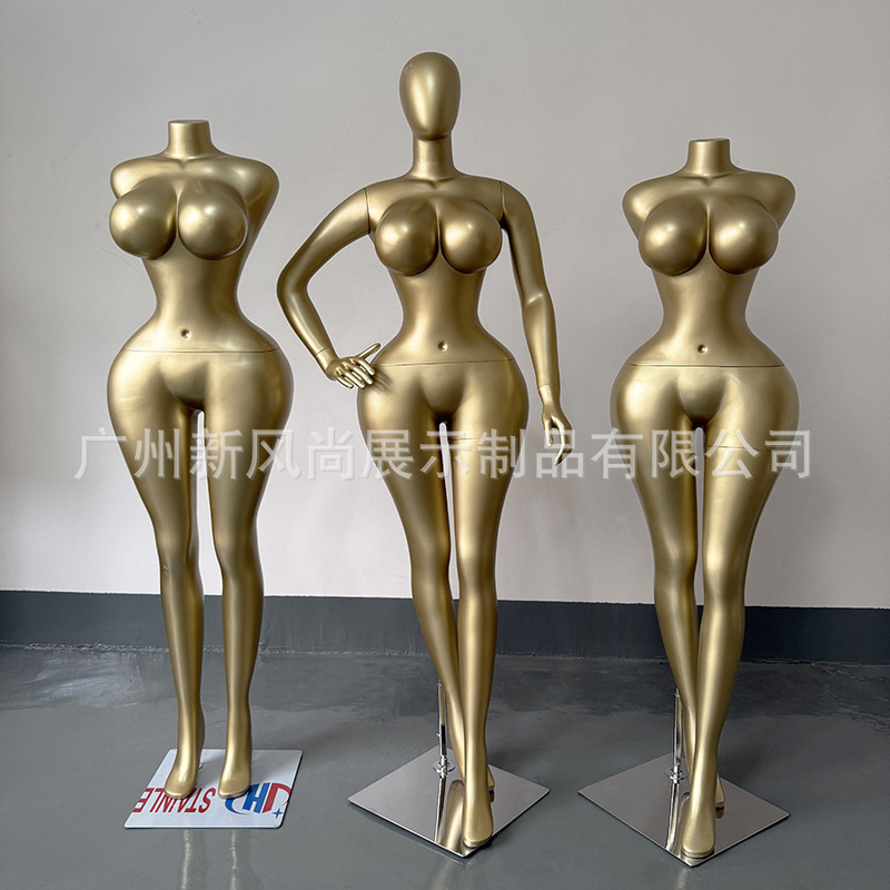 African Fiberglass Extra-Large Size Slim Waist Big Bust Big Butt Full-Body Fiberglass Female Mannequin in Matte Gold for Window Display African Fiberglass Extra-Large Size Slim Waist Big Bust Big Butt Full-Body Fiberglass Female Mannequin in Matte Gold for Window Display