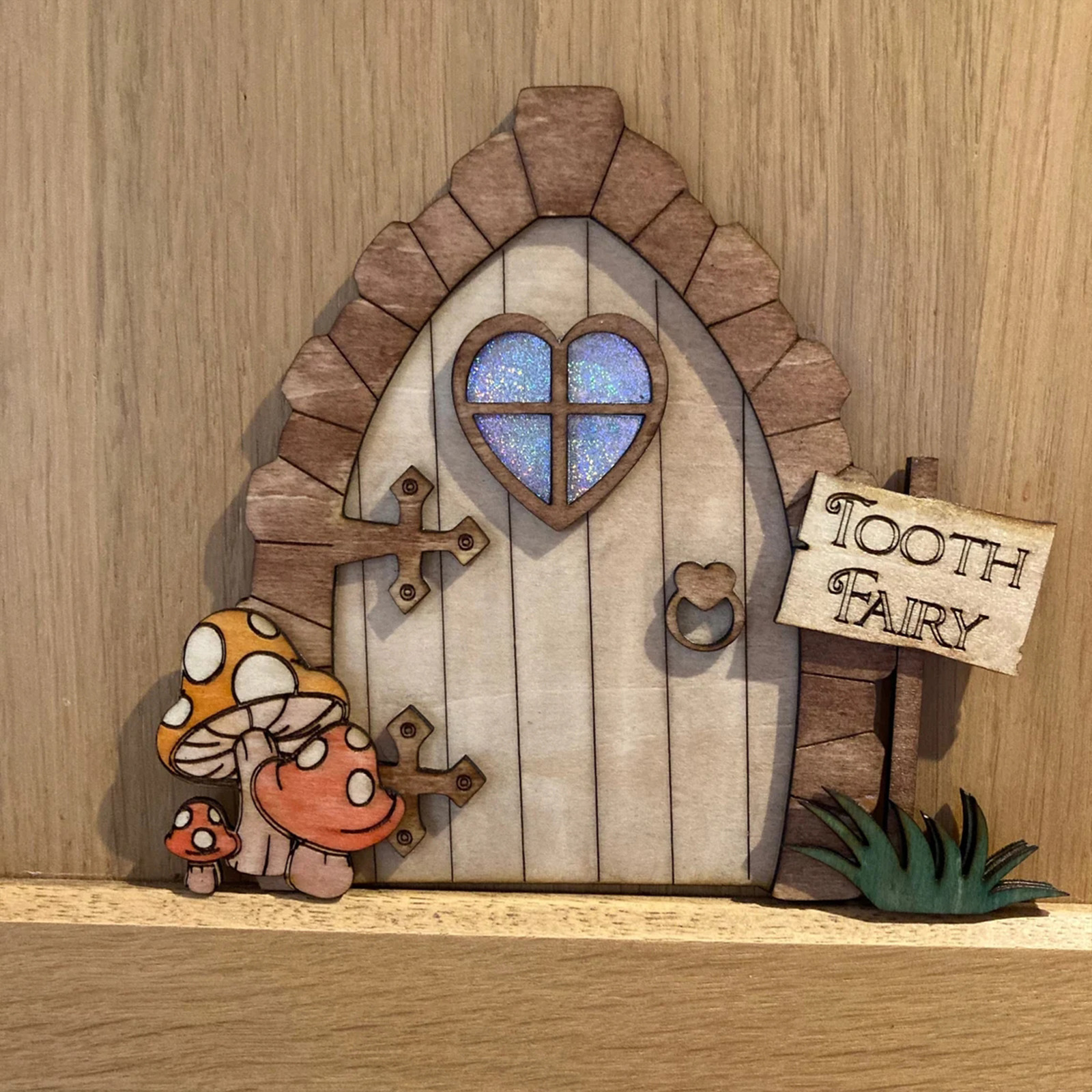 Puerta de madera de Pascua creativa de cuento de hadas Puerta de hadas Conejo Setos Decoración 2D Artesanías de madera Ornamentación
