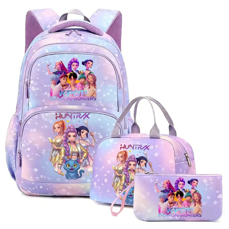 KPop Demon Hunter Backpack with Large Capacity for Students, Teenagers, and Girls, with Lunch Bag Included KPop Demon Hunter Backpack with Large Capacity for Students, Teenagers, and Girls, with Lunch Bag Included
