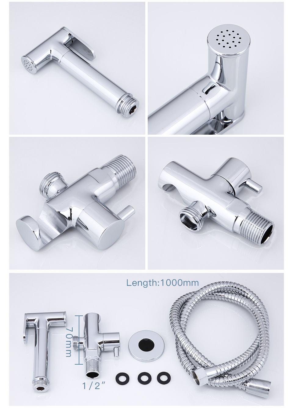 Cross-border toilet spray gun faucet concealed shower head alloy bidet spray gun Toilet companion bathroom mixing valve Specification drawing