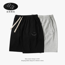 2025新款潮牌五分裤男 中大男童休闲宽松 童装短裤街头风毛圈面料