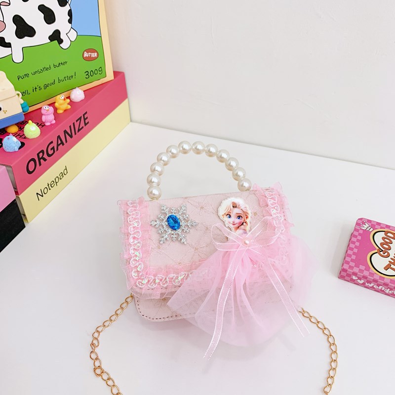 Bolsos infantiles, bolsos de moda princesa de perlas, bolsos de cambio de chicas lindas, bolsos de hombro de encaje