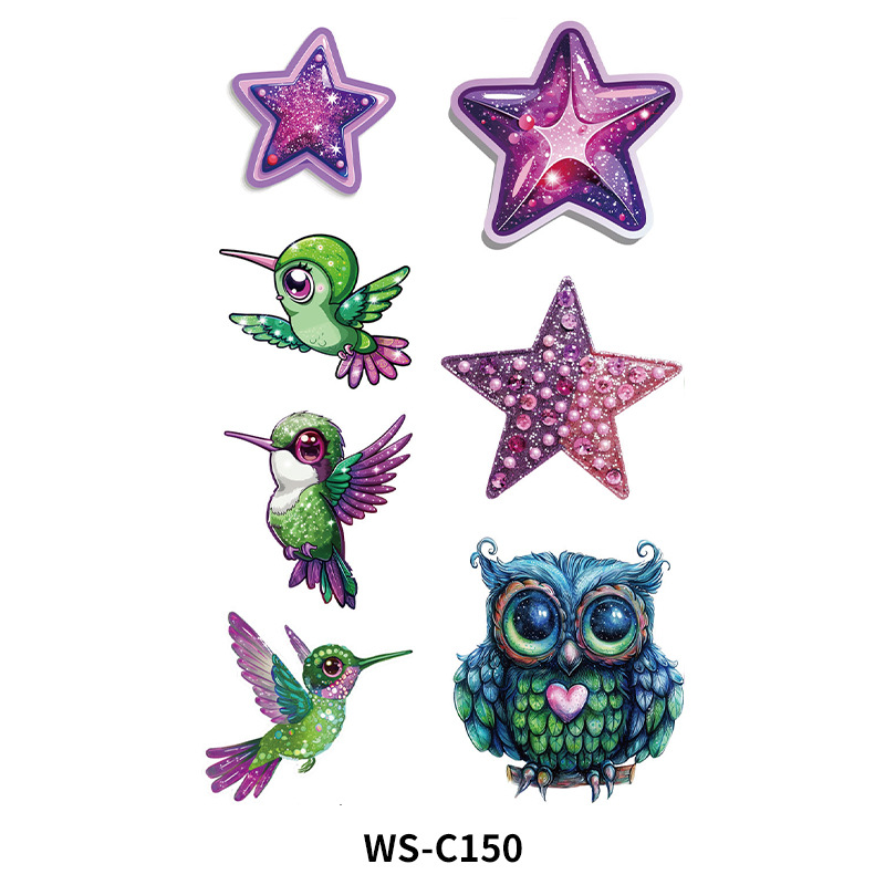 Nuevo punto brillante tatuaje pegatina impermeable y resistente al sudor dibujos animados para niños dinosaurio unicornio insecto tatuaje pegatina