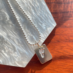 S925足銀寶寶出生腳丫牌親子媽媽小孩刻字項鍊嬰兒出生禮周歲禮