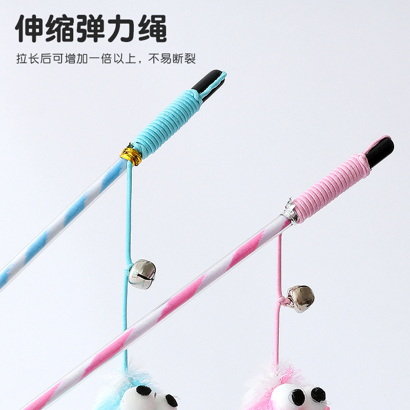 Fábrica al por mayor HAVO felpa gato juego palo interactivo gato juguete caramelo color rayas larga cola ratón divertido gato palo