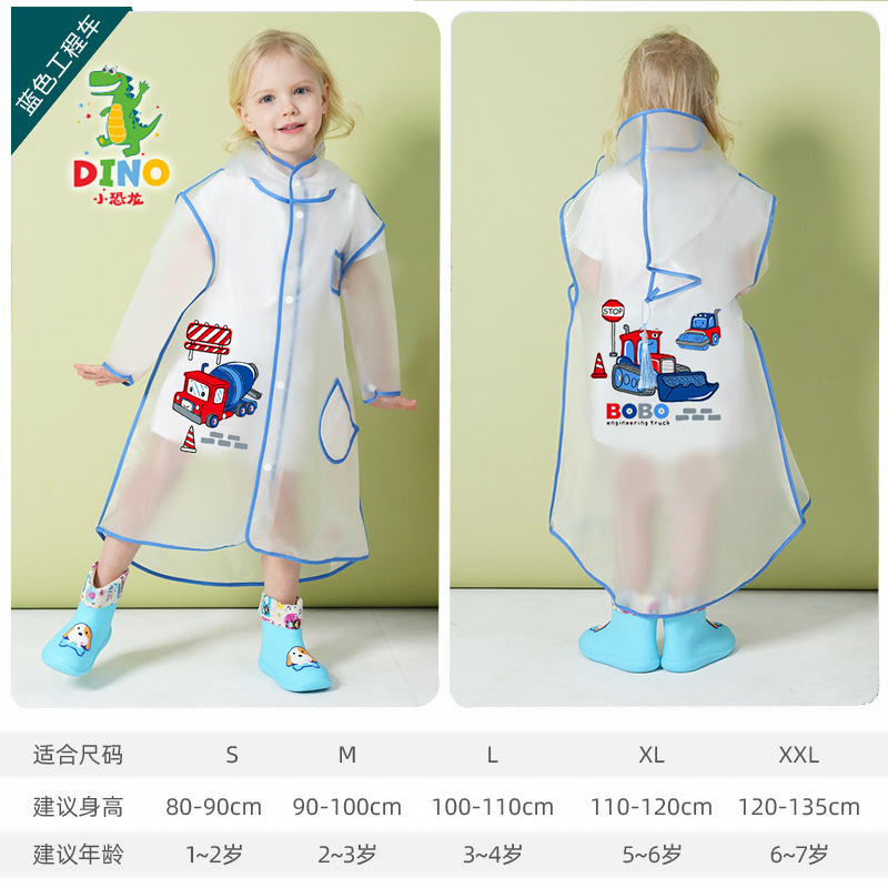 Pequeño dinosaurio niños impermeable de dibujos animados kindergarten bebé Niños Estudiantes de la escuela primaria impermeable transparente niños y niñas al por mayor