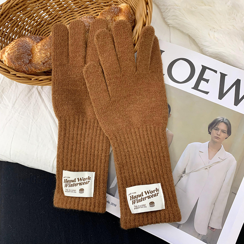 Guantes de ciclismo 2025, otoño y invierno nuevos guantes de punto de lana gruesa alargada guantes de dedo caliente al por mayor