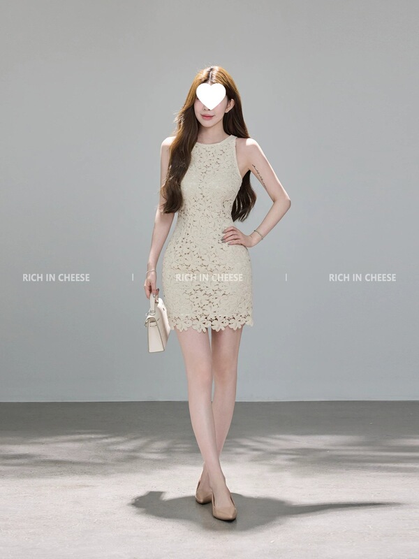 Shuhulei Chuzhi Yubai French-Style Tea Break Lace Dress with Textured Embroidery and Waist-Cinching Design Shuhulei Chuzhi Yubai French-Style Tea Break Lace Dress with Textured Embroidery and Waist-Cinching Design