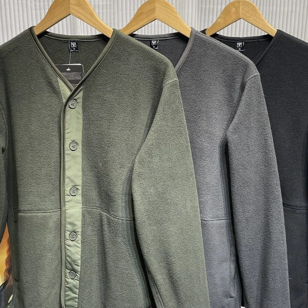 Japanese-Style Winter Men's Double-Sided Fleece Thick Warm Collarless Casual Cardigan Sweatshirt, Suitable for Layering Japanese-Style Winter Men's Double-Sided Fleece Thick Warm Collarless Casual Cardigan Sweatshirt, Suitable for Layering