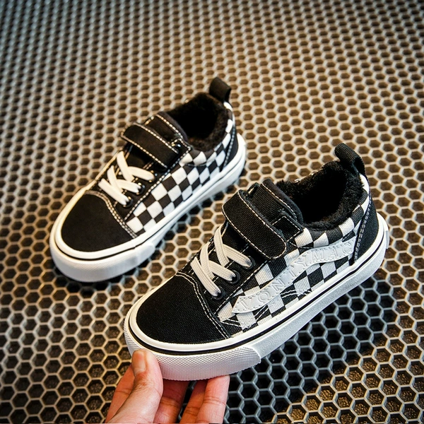 Plaid-low-top cotton shoes