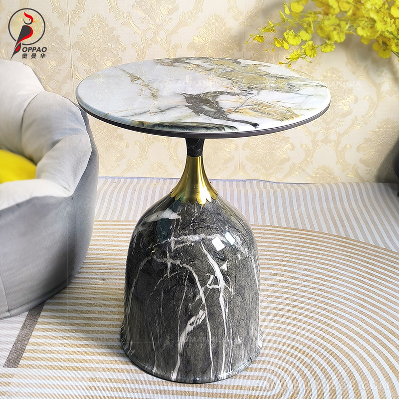 Italian Minimalist Round Tea Table Super Crystal Stone Living Room Sofa Side Table Corner Table Bedside Table Mobile Small Round Table Club Tea Table