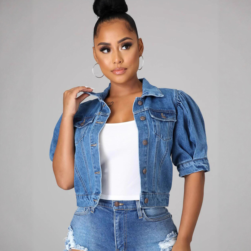 Aliexpress Amazon Independent Station New Denim Jacket Short Sleeve Puff Sleeve Jacket Women Aliexpress Amazon Independent Station New Denim Jacket Short Sleeve Puff Sleeve Jacket Women