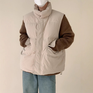 Waffles Corduroy Cotton Vest for Men and Women Autumn and Winter Thickened Collar Cotton Vest All-match Coat Atmosphere Stacked