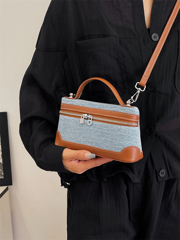 Bolso de diseño de nicho para mujeres nueva moda denim cross-border color contrastante empalme bolso de hombro de tendencia bolso pequeño