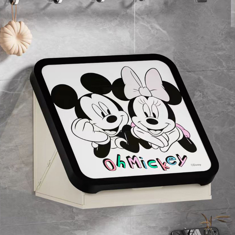Genuine Mickey Bathroom Mural Storage Box Cartoon Wall-mounted Toilet Waterproof Punch-free Folding Storage Box Cabinet