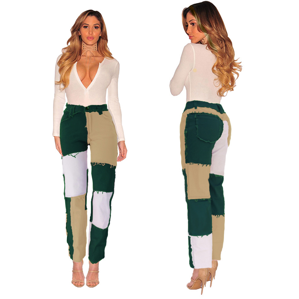 Damjeans med hög midja oregelbunden stil höst vinter_voghion.com