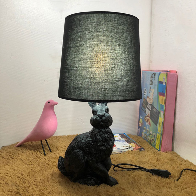 Cross-border Nordic Bedroom Bedside Lamp Living Room Children's Room Study Resin Animal American Regulations European Regulations Rabbit Decorative Table Lamp