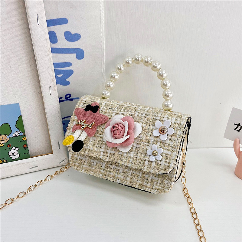 Bolso para niños 2021 nueva niña linda bolsa de mensajero moda princesa perla bolso cadena bolsa de hombro