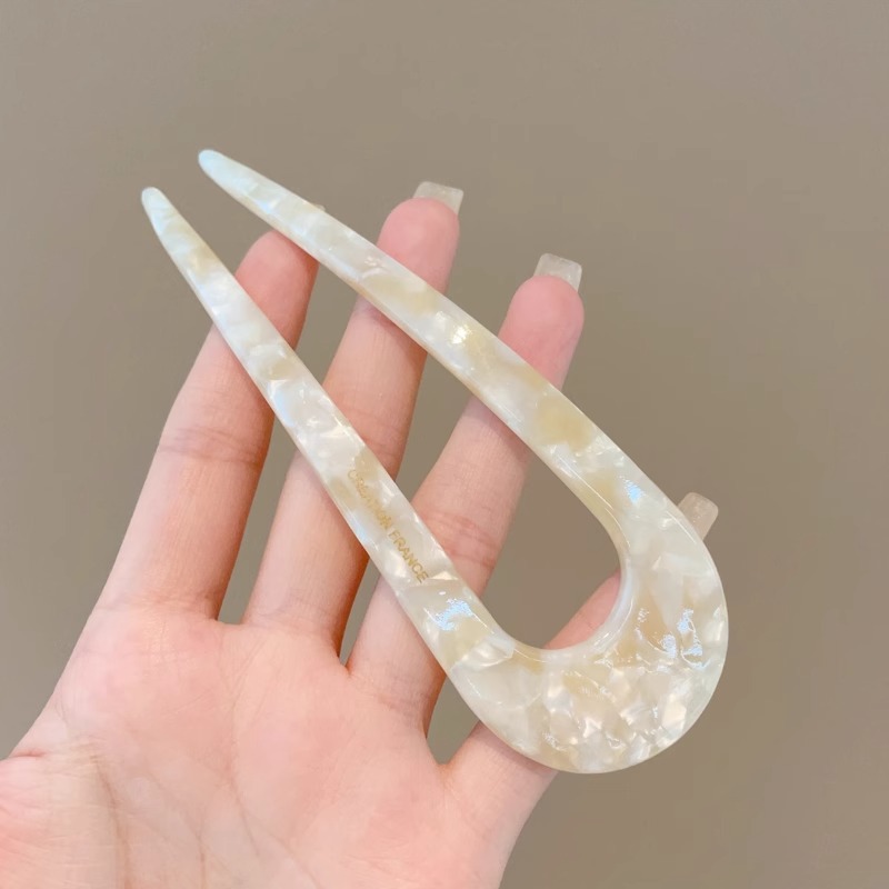 Elegante pinza de cabello acético en forma de U para mujeres retrógrado japonés gran pinza de cabello simple de moda alta sensación de joyas de cabello clásicas