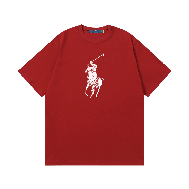 クロスボーダー 25ssRL Laff's 高品質刺繍ロゴ ルーズコットン 半袖 メンズ レディース おしゃれで万能なTシャツ|undefined