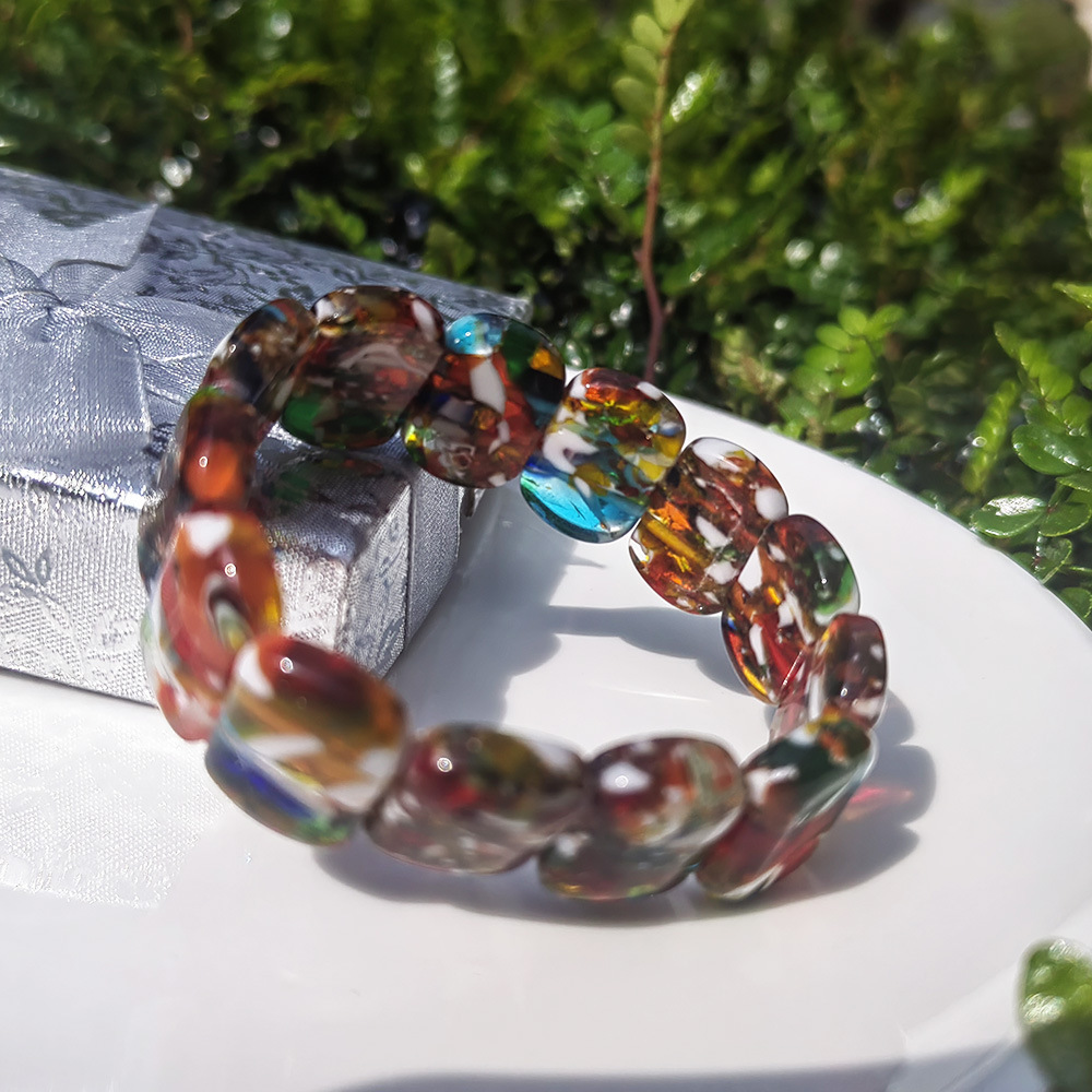 40g Weight Stretch Adjustable Clasp Closure Type Bracelets Classification glass Chain Material Handmade Chain Chain Type 1 Piece Quantity Daily Occasion glass Material Geometric Pattern All Seasons Season Women's Gender Simple Style Style Simple Style Geometric Glass Handmade Chain Stretch Adjustable Beaded Bracelets Wholesale 6